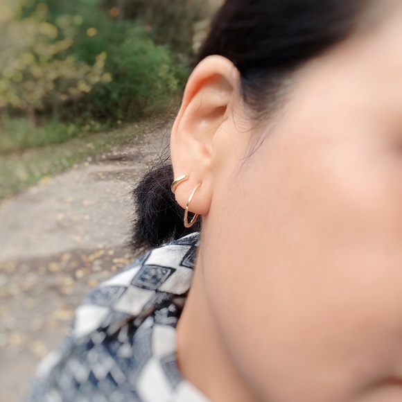 Naya 18K Gold Layered Silver Huggie Hoop Earrings - Picture 8 of 11